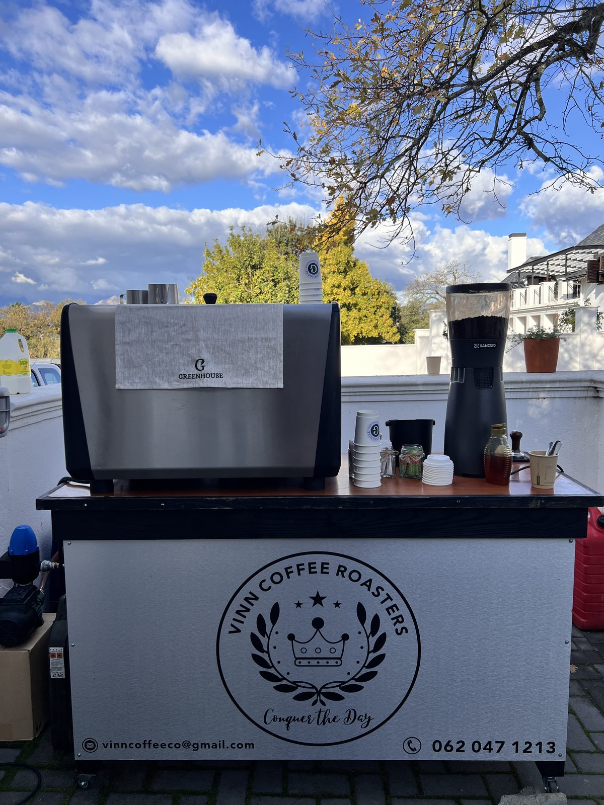 Vinn Coffee mobile coffee bar set up at an event
